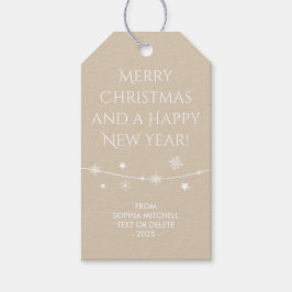 Tijdloos - Cream Tan - Snowflake cadeau Labels Cadeaulabel