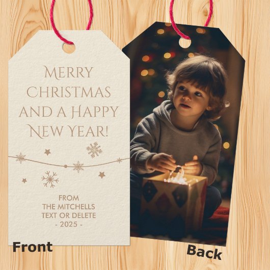 Tijdloos - Cream White Christmas Photo Gift Labels Cadeaulabel