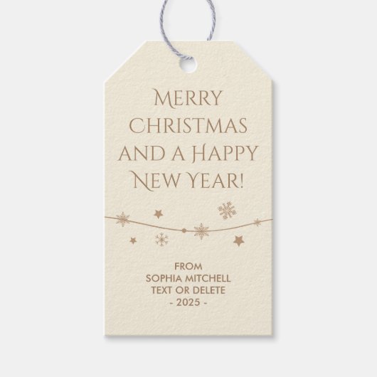 Tijdloos - Cream White - Sneeuwvlok cadeau Labels Cadeaulabel (Voorkant)