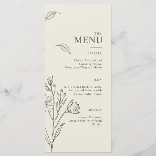 Tijdloos Daisy Wildflower Wedding Menu (Voorkant)