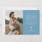 Tijdloos dankbare denimblauwe trouw multi foto bedankkaart (Achterkant)
