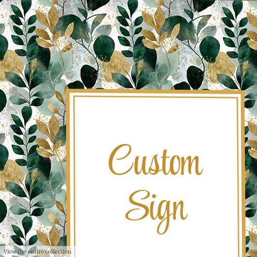 Tijdloos Deep Green Gold Greenery Custom Sign Poster