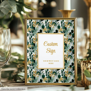 Tijdloos Deep Green Gold Greenery Custom Sign Poster