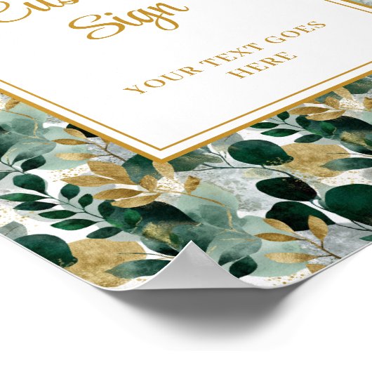 Tijdloos Deep Green Gold Greenery Custom Sign Poster (Hoek)
