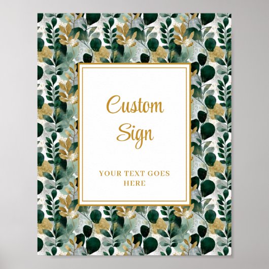 Tijdloos Deep Green Gold Greenery Custom Sign Poster (Voorkant)