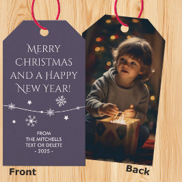Tijdloos Donker Mystic Grey Kerst Foto Gift Label Cadeaulabel