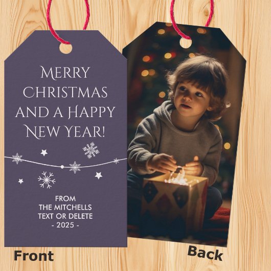 Tijdloos Donker Mystic Grey Kerst Foto Gift Label Cadeaulabel