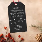 Tijdloos - Donkere Carbon Black Kerstfoto Cadeaulabel