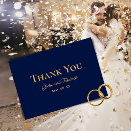 Tijdloos Eenvoudig Minimalistisch Navyblauw Gouden Bedankkaart
