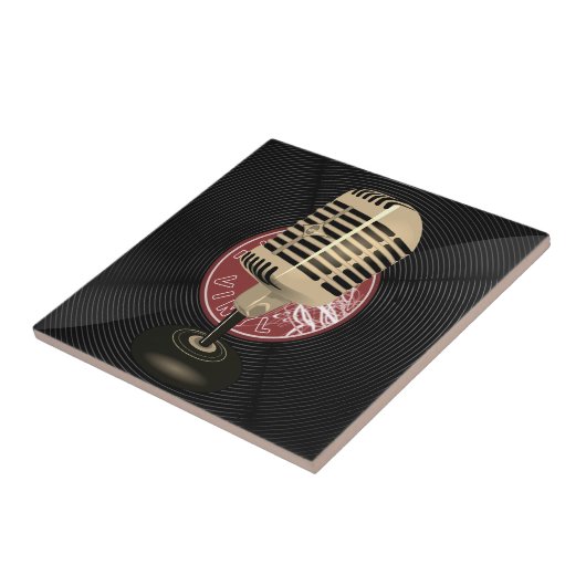 Tijdloos eerbetoon aan  muziek Retro Microfoon Tegeltje (Zijkant)