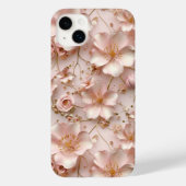 Tijdloos Elegant Zacht Roze Bloempatroon Case-Mate iPhone Case (Achterkant)