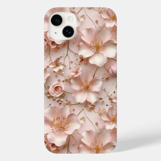 Tijdloos Elegant Zacht Roze Bloempatroon Case-Mate iPhone Case (Achterkant)
