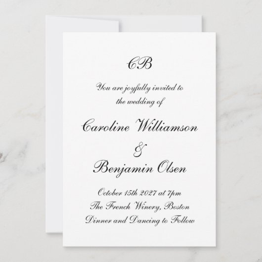 Tijdloos Elegant Zwart-Wit Script Minimalistisch Kaart (Voorkant)