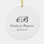 Tijdloos Elegant Zwart-wit Script Monogram Keramisch Ornament (Voorkant)