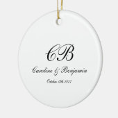 Tijdloos Elegant Zwart-wit Script Monogram Keramisch Ornament (Links)