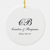 Tijdloos Elegant Zwart-wit Script Monogram Keramisch Ornament (Achterkant)