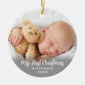 Tijdloos en iconisch Mijn eerste Kerstmis Keramisch Ornament (Voorkant)