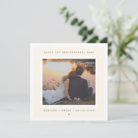 Tijdloos en minimalistisch 1e bruiloft Jubileum Kaart (Staand voorkant)