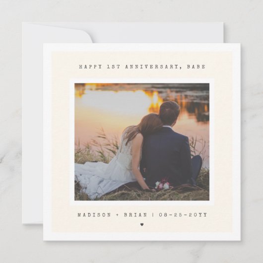 Tijdloos en minimalistisch 1e bruiloft Jubileum Kaart (Voorkant)