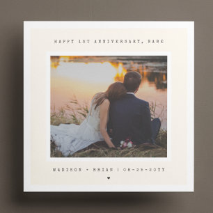 Tijdloos en minimalistisch 1e bruiloft Jubileum Kaart
