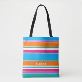 Tijdloos Fun Heldere Kleurrijke Zomer Art Stripes Tote Bag (Voorkant)