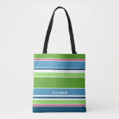 Tijdloos Fun Trendy Kleurrijke Zomer Art Stripes Tote Bag (Voorkant)