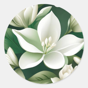 Tijdloos Gardenia Bloemenpatroon Ronde Sticker