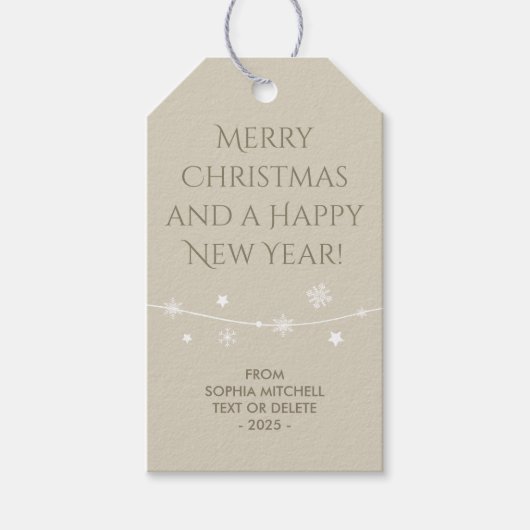 Tijdloos - Gebroken wit - Sneeuwvlok cadeau Labels Cadeaulabel (Voorkant)