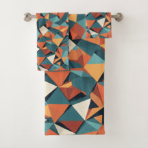 Tijdloos geometrisch patroon in turquoise en oranj