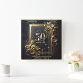 Tijdloos Goud: 50-Jaar Jubileum Vierkante Klok (Huis)