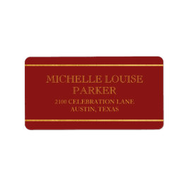 Tijdloos goud kardinaal rood gepersonaliseerd etiket