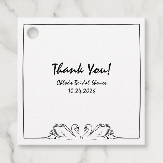 Tijdloos handgeschreven Swan Vrijgezellenfeest dan Bedankjes Labels (Voorkant)