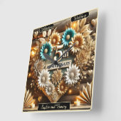 Tijdloos Hart 5e Jubileum Bloemenarrangement Vierkante Klok (Hoek)