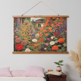 Tijdloos  huisje olieverfschilderij hangend wandkleed