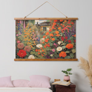 Tijdloos huisje olieverfschilderij hangend wandkleed