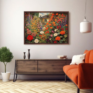 Tijdloos huisje olieverfschilderij poster
