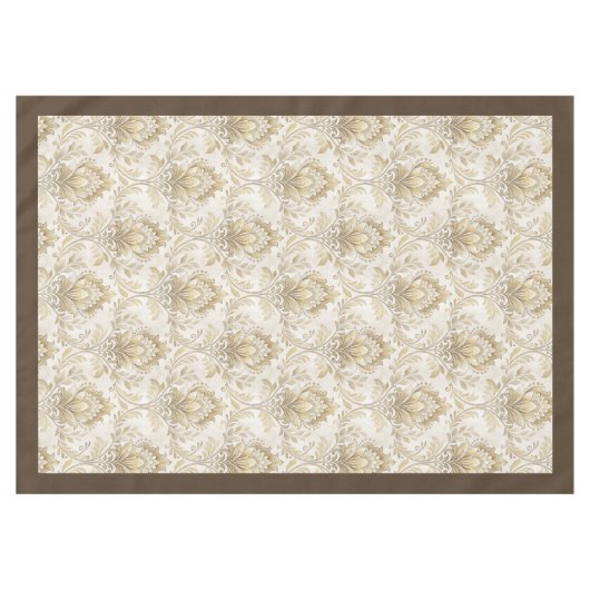 Tijdloos ivoor Damask Soft Waterverf accenten Tafelkleed (Voorkant (Horizontaal))