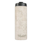 Tijdloos Ivoor en Beige  Damask Pattern Thermosbeker (Voorkant)