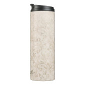 Tijdloos Ivoor en Beige  Damask Pattern Thermosbeker (Geroteerd rechts)