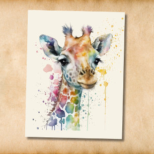 Tijdloos ivoor waterverf giraffe patroon briefkaart