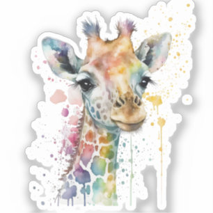 Tijdloos ivoor waterverf giraffe patroon sticker