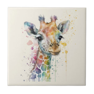 Tijdloos ivoor waterverf giraffe patroon tegeltje