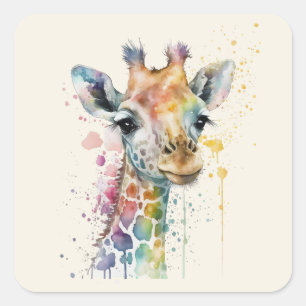 Tijdloos ivoor waterverf giraffe patroon vierkante sticker