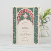 Tijdloos kanten effect bruiloft art nouveau stijl kaart (Staand voorkant)