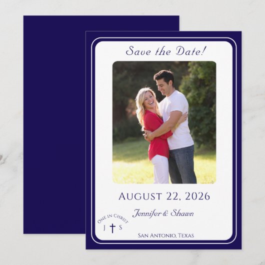 Tijdloos katholiek gewijzigde trouw save the date (Voorkant / Achterkant)
