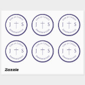 Tijdloos katholiek monogram ronde sticker (Vel)