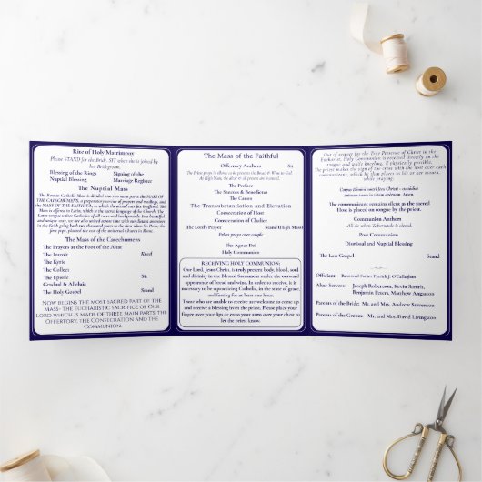 Tijdloos katholiek monogram vouwprogramma drieluik programma (Binnen)