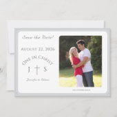 Tijdloos katholieke monogram getrouwde save the date (Voorkant)