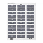 Tijdloos - koel grijs monogram adreslabel etiket (Full Sheet)