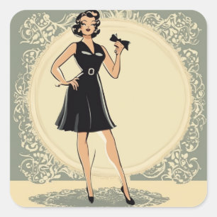 Tijdloos LBD - klein zwart jurkje design Vierkante Sticker